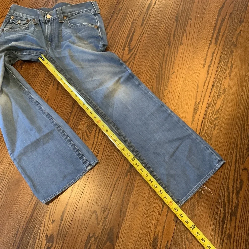 Vintage True Religion Jeans 34x33‎ Made in USA Medium Wash Denim Flared Fit 90s